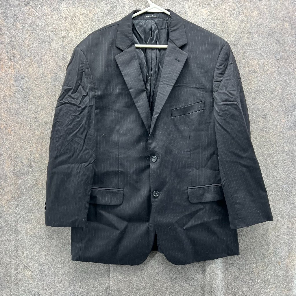 Pronto Uomo Platinum Blazer Mens 44 Black Sports Coat Jacket Wool Striped